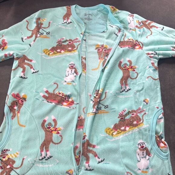 Nick & Nora Adult Teen Unisex Fleece One Piece Sock Monkeys Pajama Size XXL NWT - Picture 6 of 11